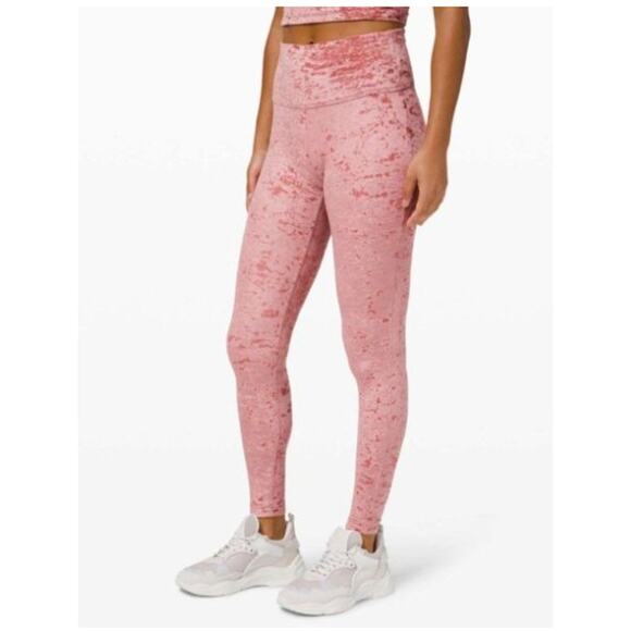 LULULEMON Crushed Velvet Wunder Under Tight Leggings in Pink // 4 - Picture 2 of 11